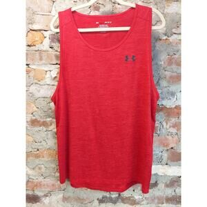 Under Armour Mens Tech Tank Top L LG Red Fitted Athletic Training